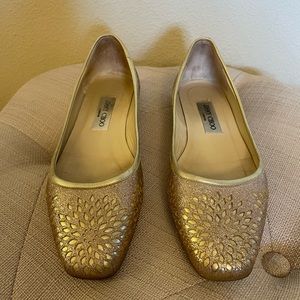 Jimmy Choo Rosegold Cut Out Flat